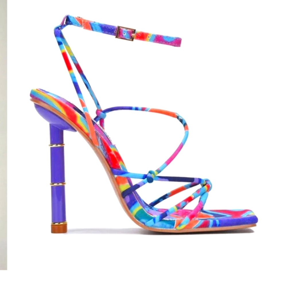 Beautiful multi colored square toe heels